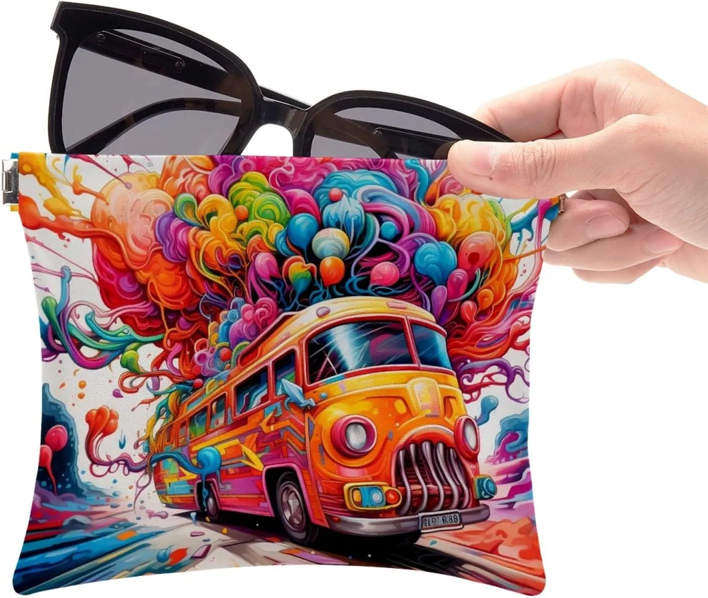 2 PCS Funny Cosmetic Shrapnel Bag Waterproof Makeup Toiletry Bags Pouch Vegan Leather Flat Mini Essentials Aesthetic Women Kit Fashion Travel Haves Cosmetology Vacation Mind Bus