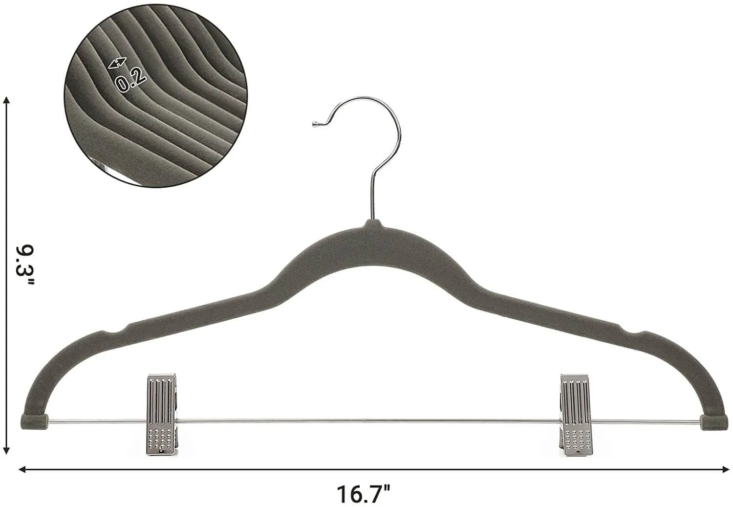 30-Pack Pants Hangers, 167 Inch Velvet Trousers Hangers, with Adjustable Clips
