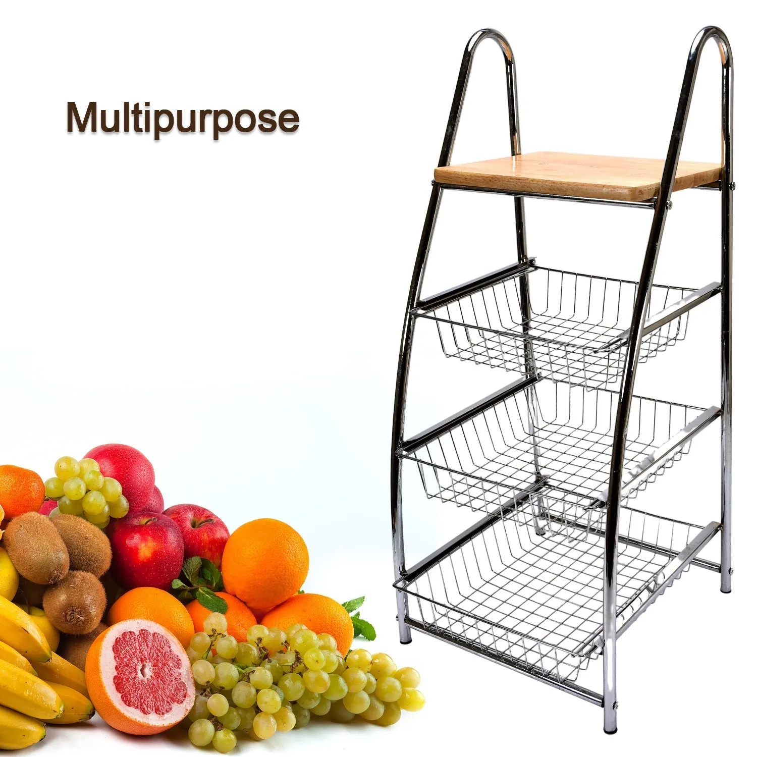 7669 Tkolley Steal High Quality Rack 3 Tier For Kitchen Use