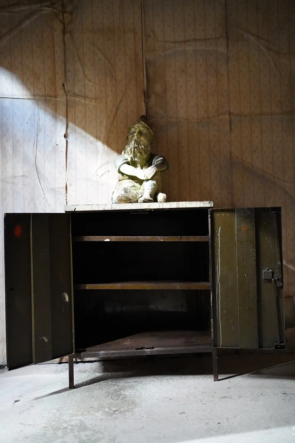 A Black Painted Steel Industrial Factory Side Cabinet c.1940-60