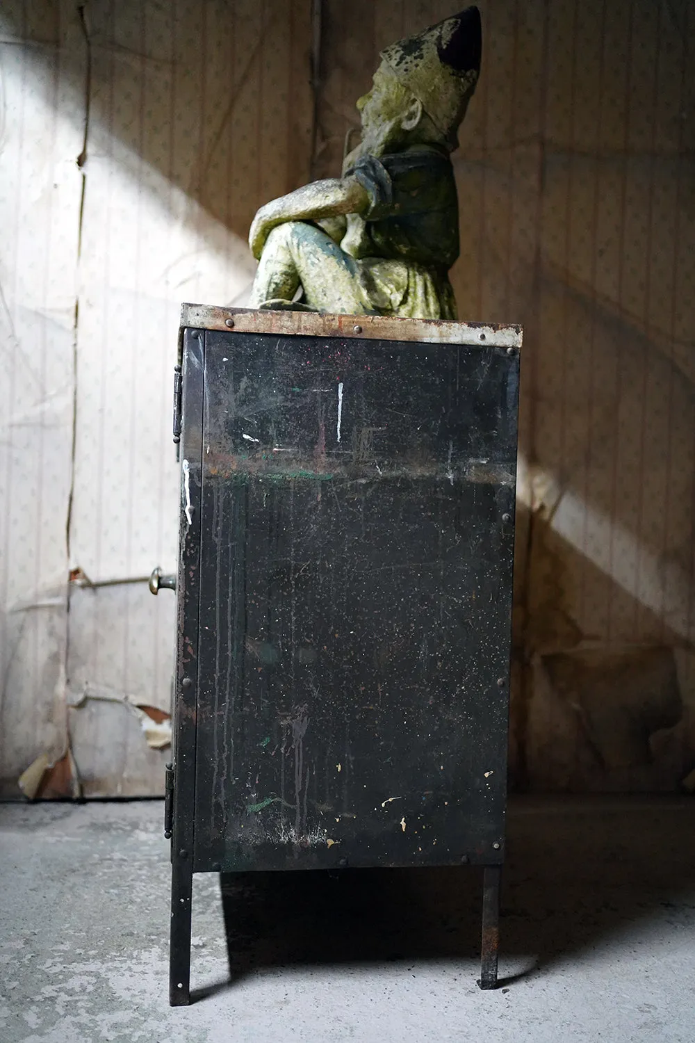 A Black Painted Steel Industrial Factory Side Cabinet c.1940-60