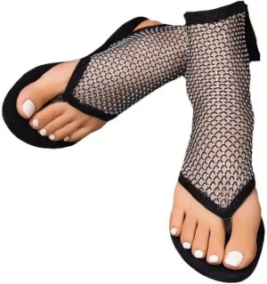 Ballet Flat Ballerina Shoes, Shiny Rhinestone Mesh Flats, Bling Fishnet Stockings Hollow Flat Crystal Shoes