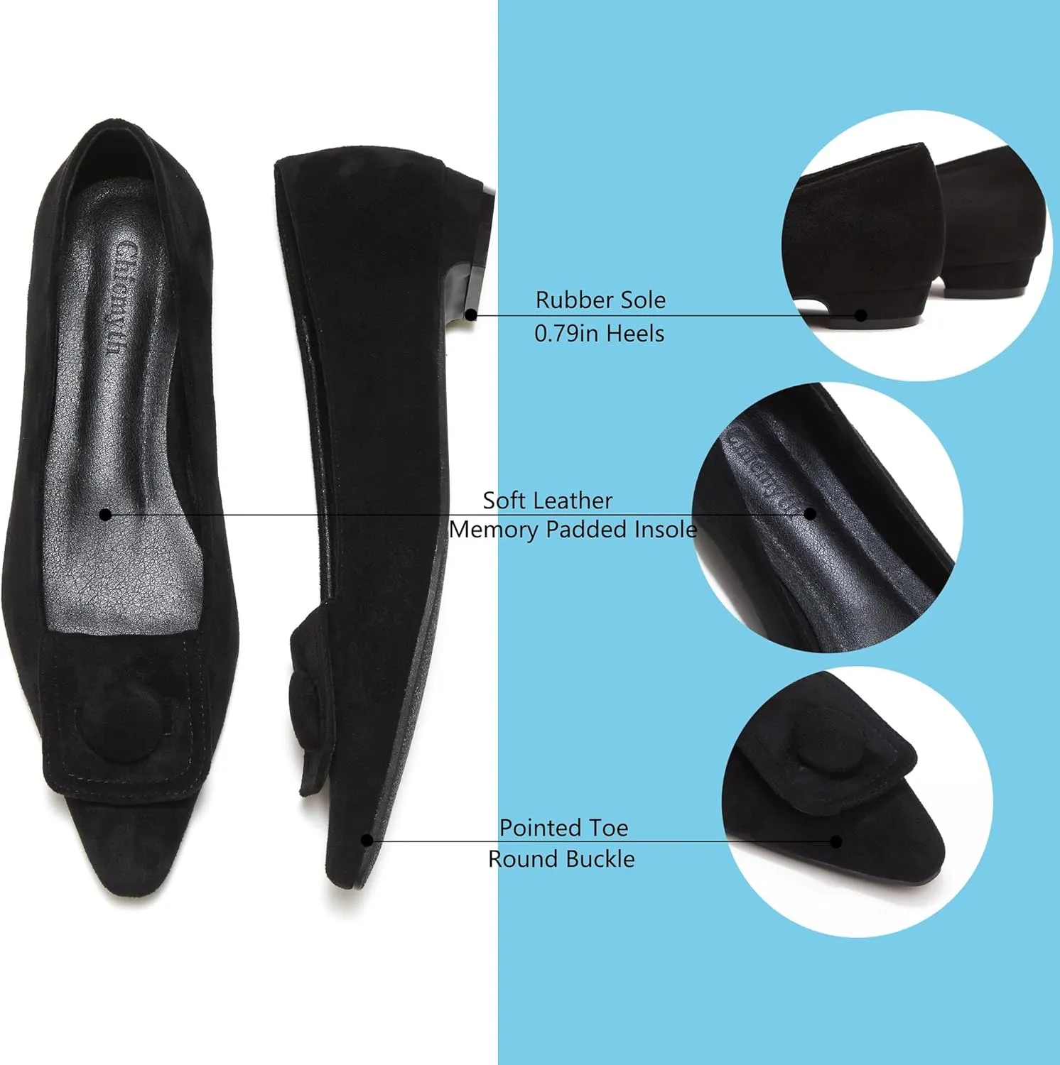 Ballet Flats for Women;Pointed Toe Leather Flats Shoes;Slip on Dressy Office Party Shoes.