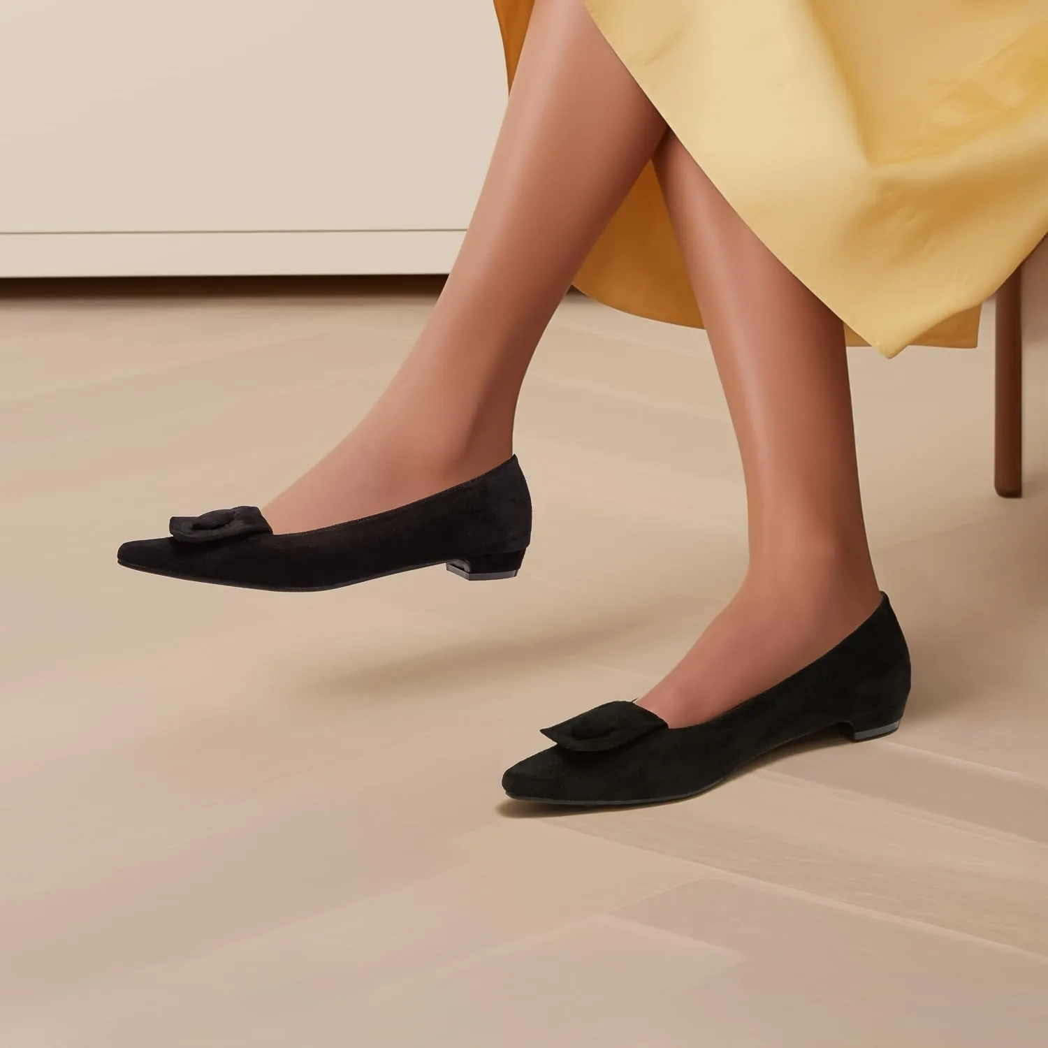 Ballet Flats for Women;Pointed Toe Leather Flats Shoes;Slip on Dressy Office Party Shoes.