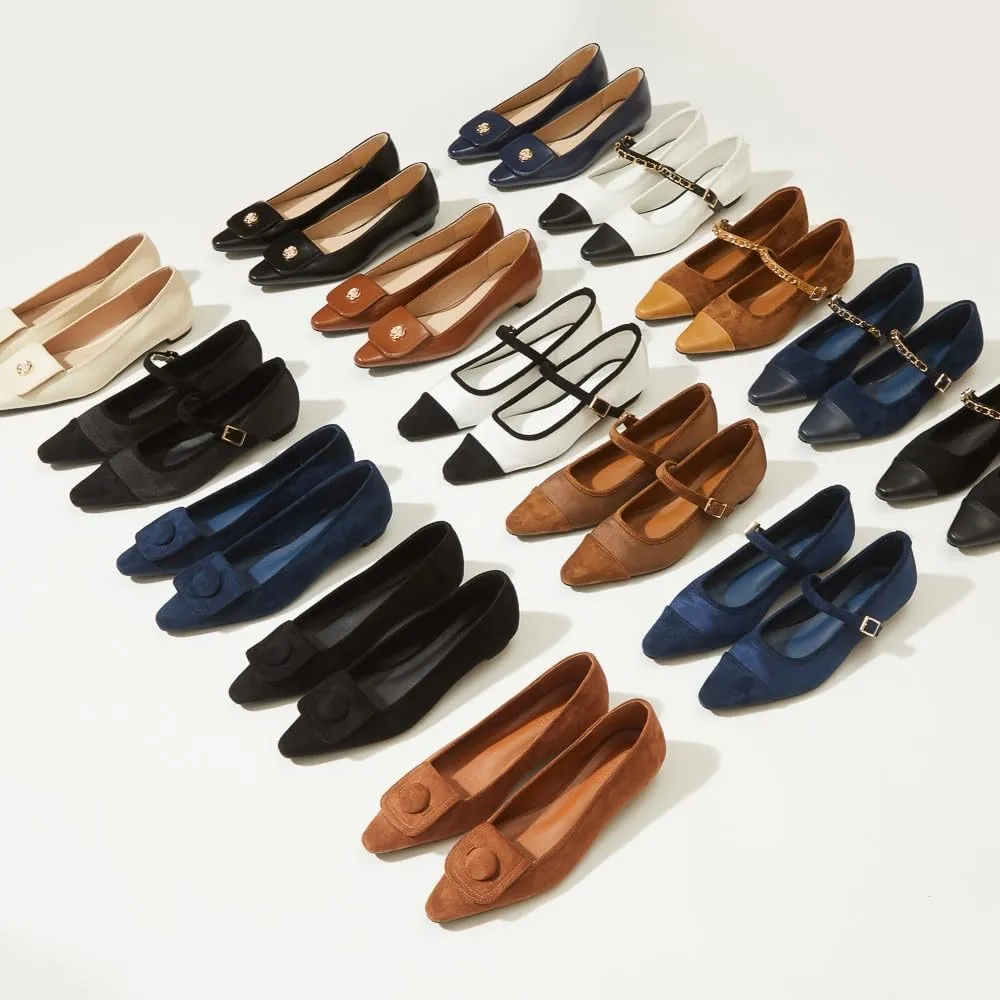 Ballet Flats for Women;Pointed Toe Leather Flats Shoes;Slip on Dressy Office Party Shoes.