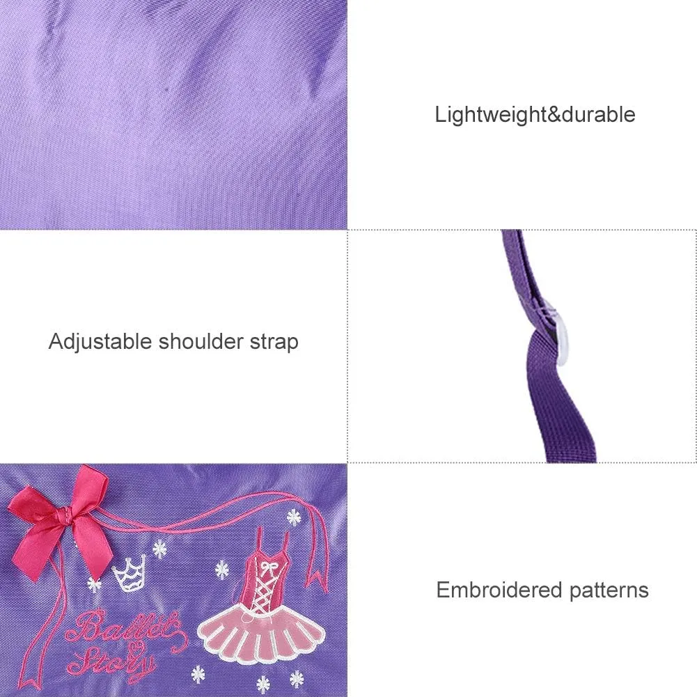 Ballet Shoe Bag, Nylon Cloth Dance Shoe Bag with Adjustable Strap Kids Bag Girls Dance Bags for Little Girls with Zipper Girls Dance Bags for Little Girls