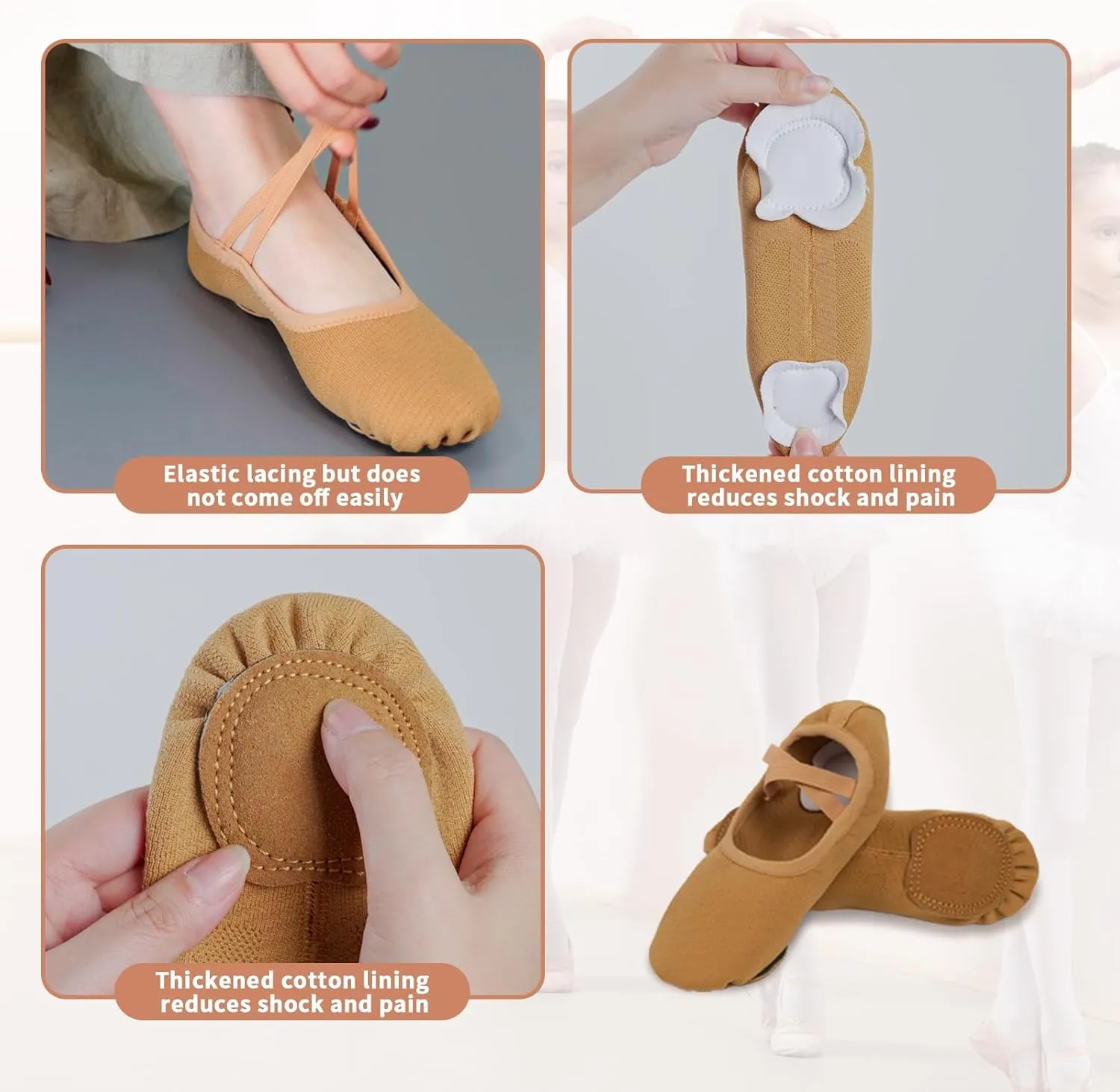Ballet Shoes for Women Big Girls, Innovative Elastic Fabric, High Elasticity-High Breathability Flat Dance Practice Shoes with Split Soles, Soft Sole Yoga Shoes for Girls Boys