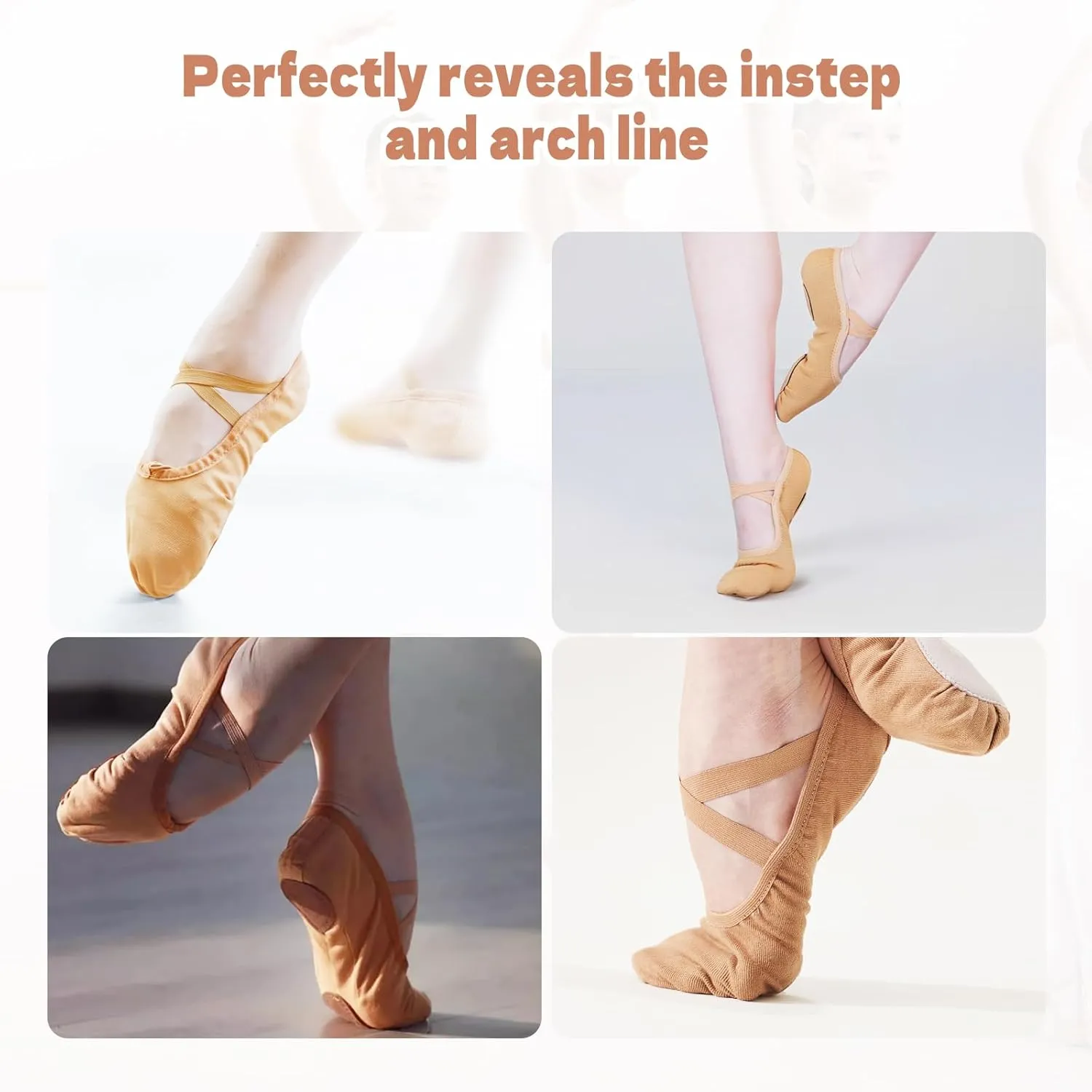 Ballet Shoes for Women Big Girls, Innovative Elastic Fabric, High Elasticity-High Breathability Flat Dance Practice Shoes with Split Soles, Soft Sole Yoga Shoes for Girls Boys