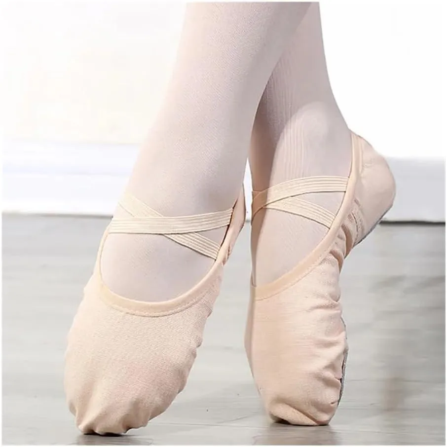 Ballet Shoes for Women Girls Ballet Slippers Flats Canvas Ballet Yoga Shoes for Toddler Little Kid Ballerinas(Ivory,EU22)