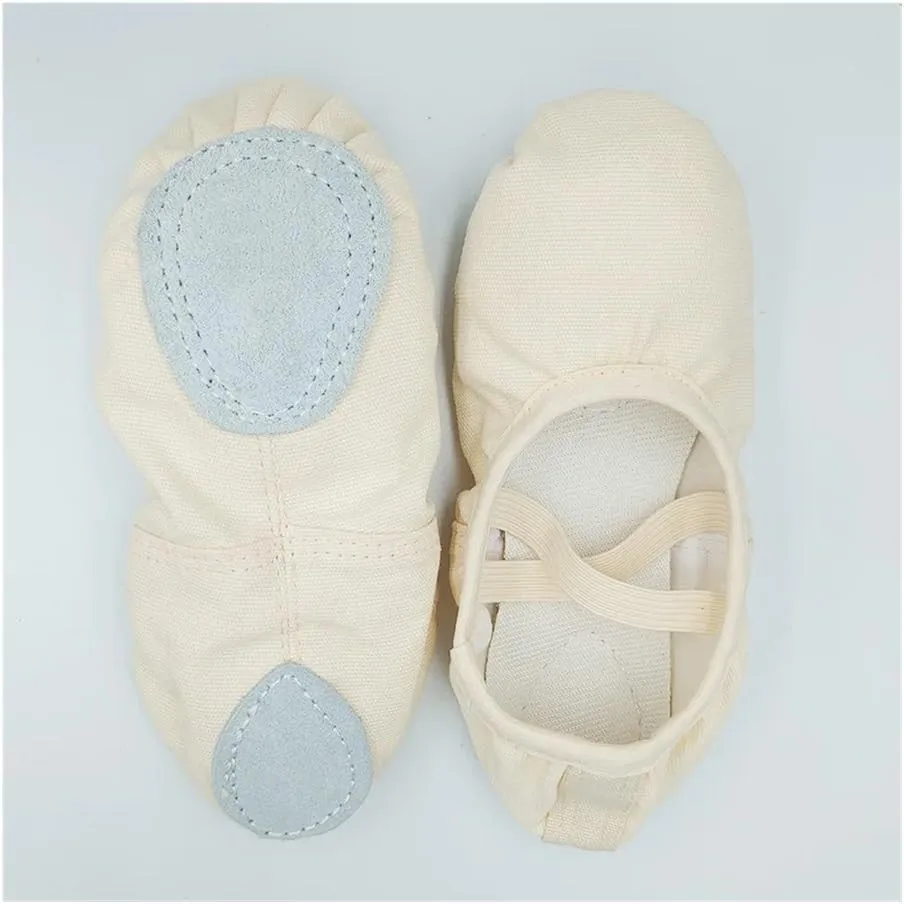 Ballet Shoes for Women Girls Ballet Slippers Flats Canvas Ballet Yoga Shoes for Toddler Little Kid Ballerinas(Ivory,EU22)