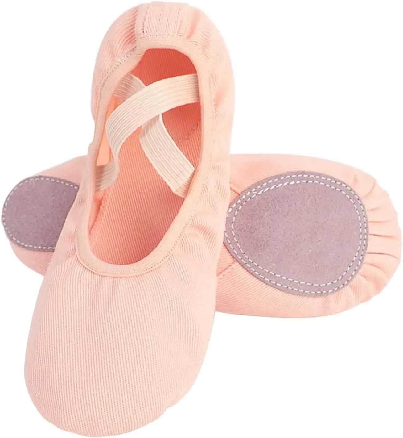 Ballet Shoes Girls Women Ballet Shoes Stretch Ballet Flats Lace Canvas Dance Slippers Elastic Split Soft Sole Ballet Dance Shoe for Kids for Girls Toddler Ballet Slippers(Brown,25)