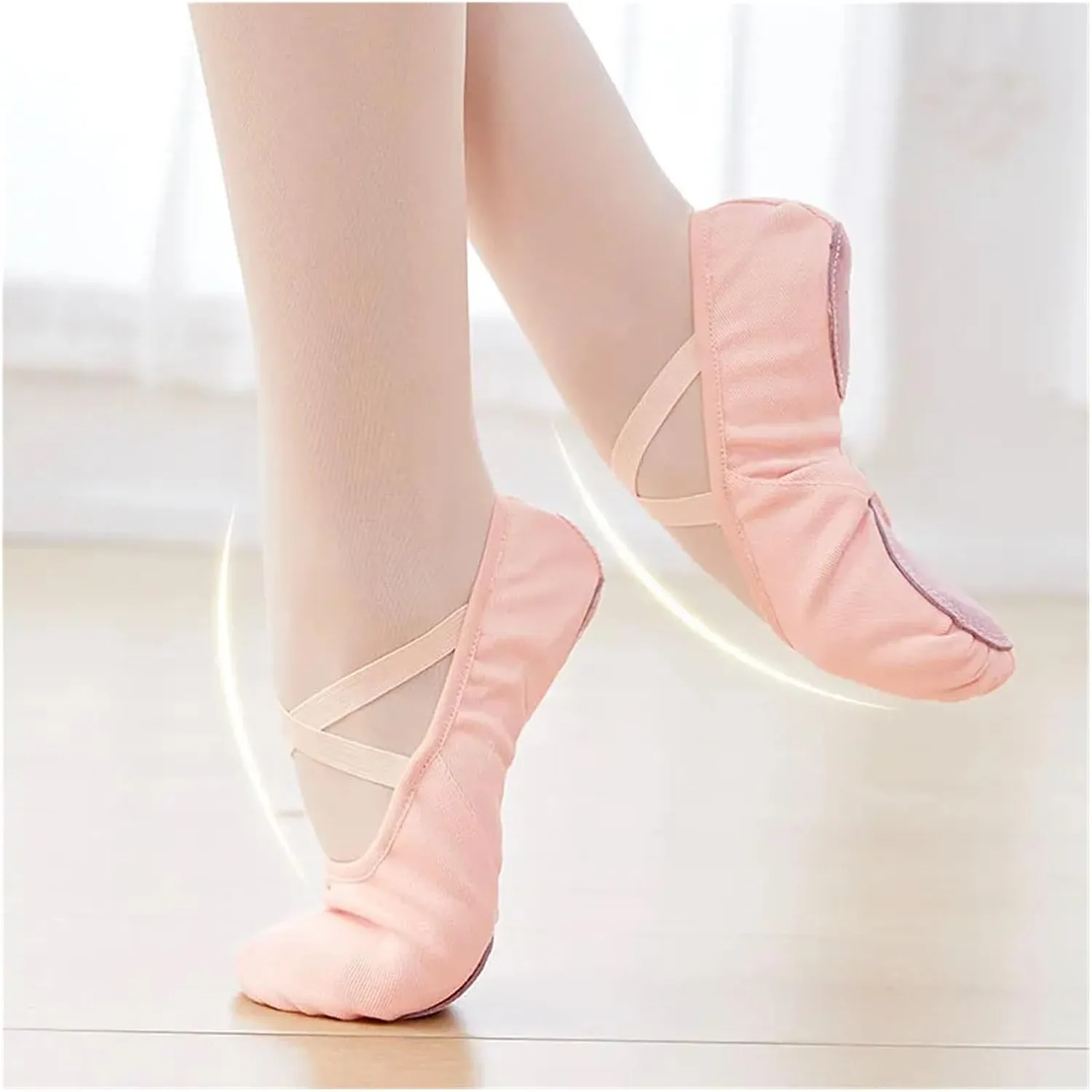 Ballet Shoes Girls Women Ballet Shoes Stretch Ballet Flats Lace Canvas Dance Slippers Elastic Split Soft Sole Ballet Dance Shoe for Kids for Girls Toddler Ballet Slippers(Brown,25)
