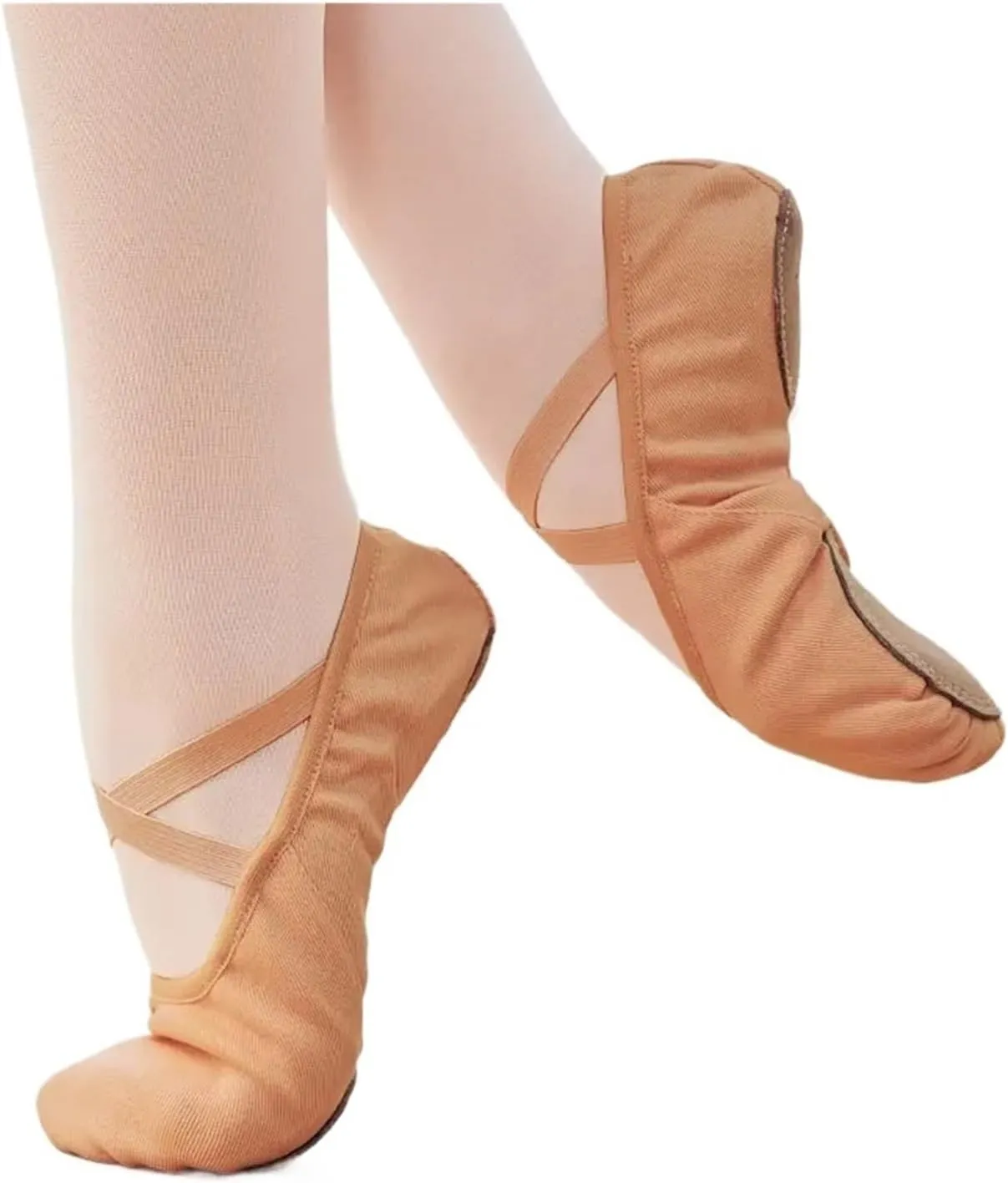Ballet Shoes Girls Women Ballet Shoes Stretch Ballet Flats Lace Canvas Dance Slippers Elastic Split Soft Sole Ballet Dance Shoe for Kids for Girls Toddler Ballet Slippers(Brown,25)