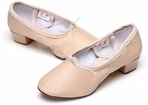Ballet Shoes Leather Practice Dance Shoes Teacher Teaching Dance Shoes Ballet Shoes with Heels Dance Slippers for Girls Toddlers Women.Black-4.5 UK