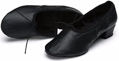 Ballet Shoes Leather Practice Dance Shoes Teacher Teaching Dance Shoes Ballet Shoes with Heels Dance Slippers for Girls Toddlers Women.Black-4.5 UK