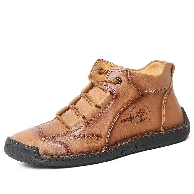 Brand Men's Boots Fashion Breathable Ankle Boots Split Leather High Top Casual Shoes Sneakers Warm Winter Boots v1