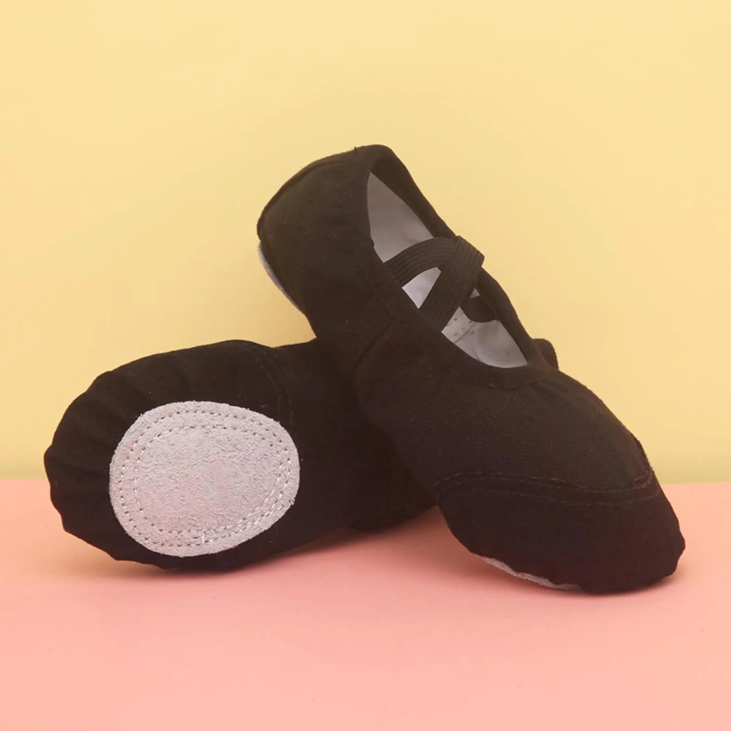 Canvas Ballet Shoes Highly Stretch Girls Boys Ballet Slippers Split Sole Yoga Dance Shoe with Elastic for Kids
