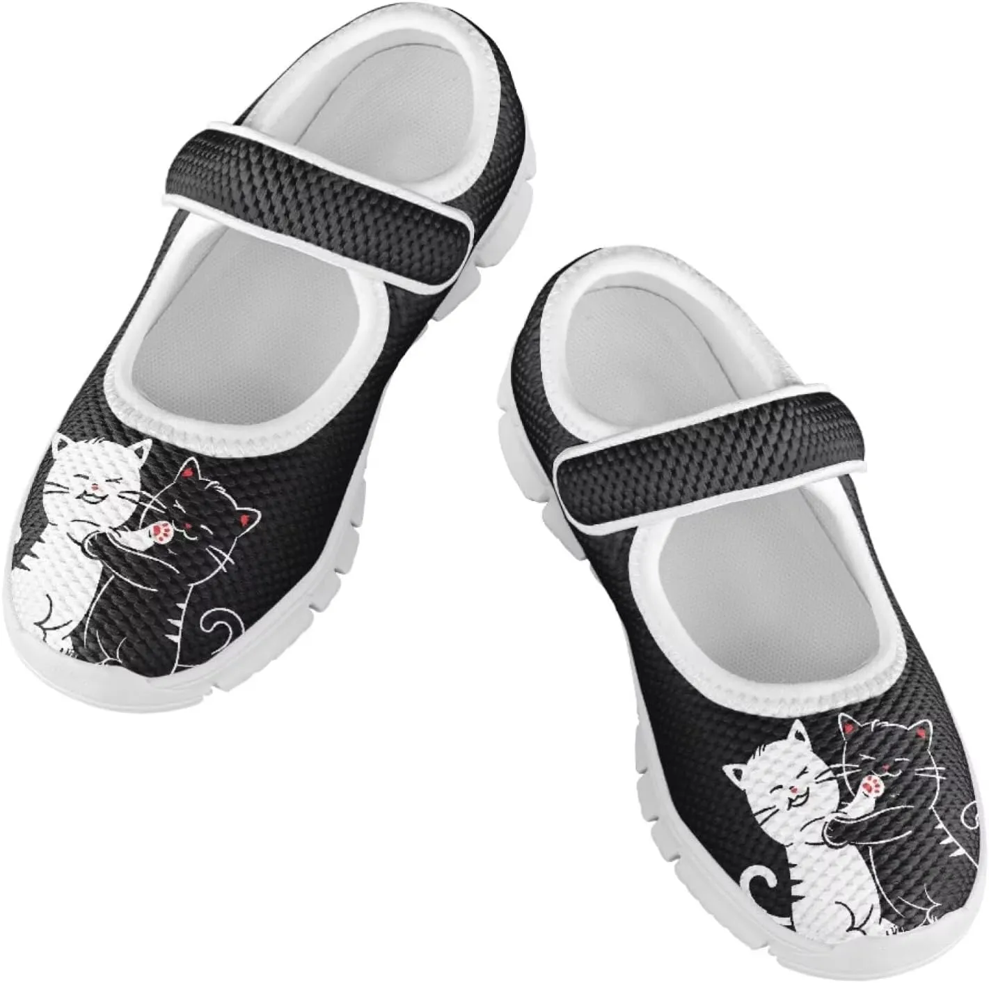 Cat Print Mary Jane Shoes for Little Girls Wedding Dress Shoe Ballet Princess Flats with Strap