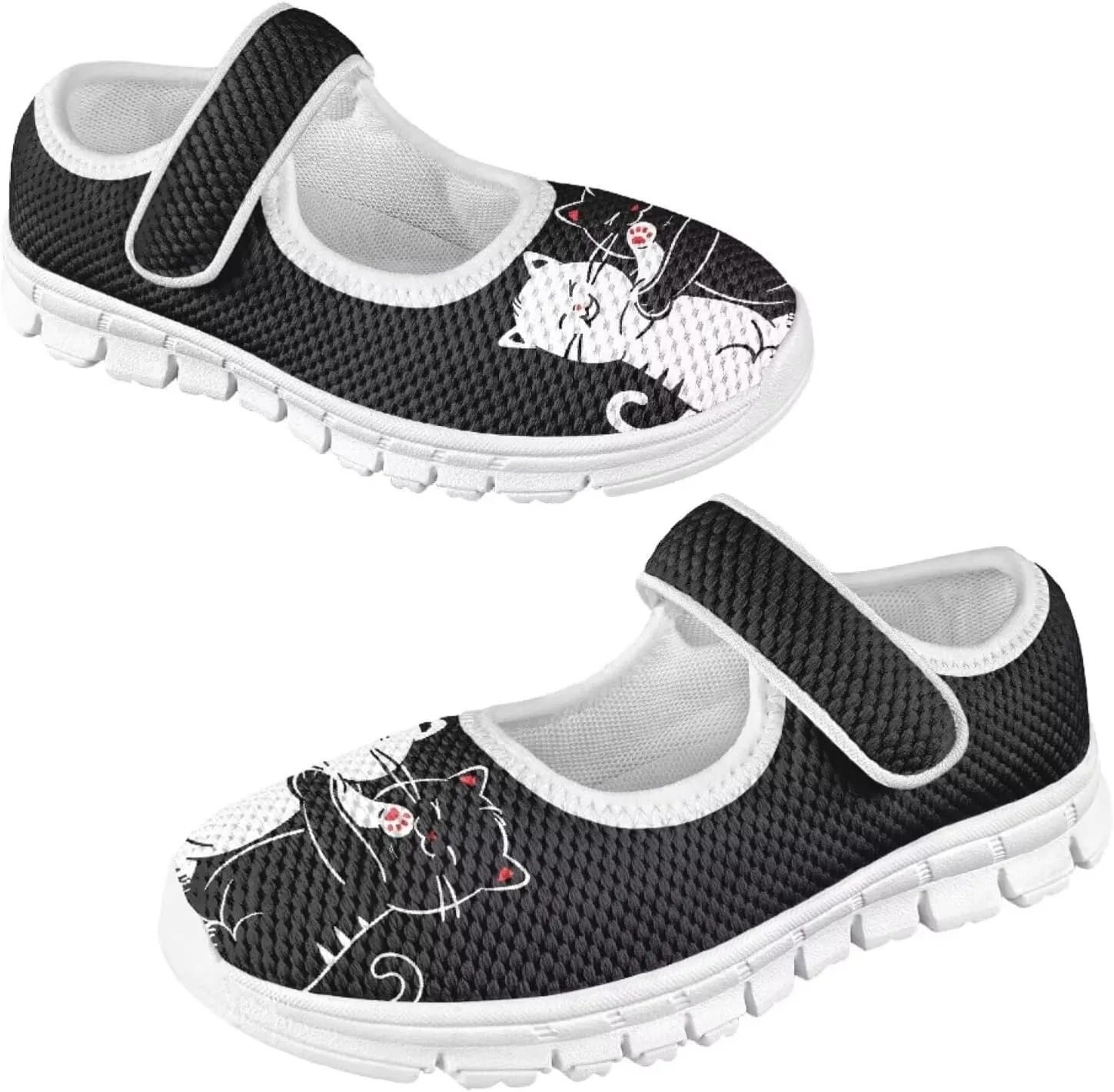 Cat Print Mary Jane Shoes for Little Girls Wedding Dress Shoe Ballet Princess Flats with Strap