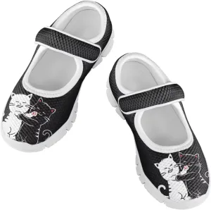 Cat Print Mary Jane Shoes for Little Girls Wedding Dress Shoe Ballet Princess Flats with Strap