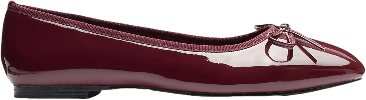 CIDER Bow Decor Square Toe Ballet Mary Jane Flats: Wine, 41