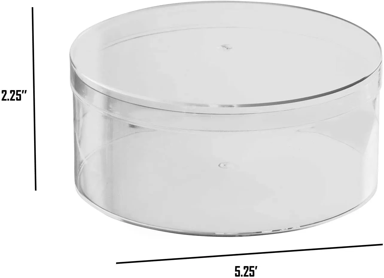 Clear Acrylic Boxes Round 5.25"x2.25" 16 Pack