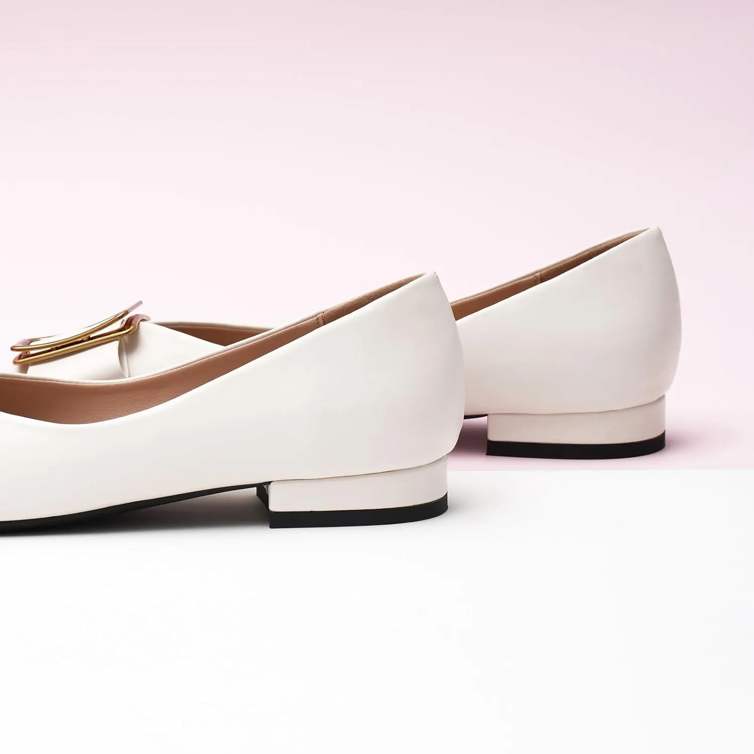 C.Paravano Womens Pointed Toe Ballet Flats with Metal Buckle | Slip-On Dressy Flats for Women | Comfortable Work Flats | Office, Party, Wedding, Casual Wear Lightweight Womens Flat Shoes