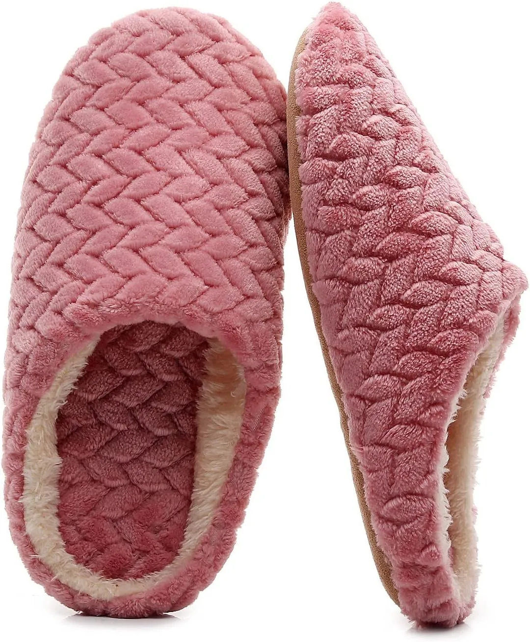 Crazy Lady Women's Fuzzy House super light Slippers Fluffy Furry Fur Slippers Scuff Outdoor Indoor Warm Cozy Plush Bedroom Shoes Soft Flat Comfy Anti-Slip5.5-6.5