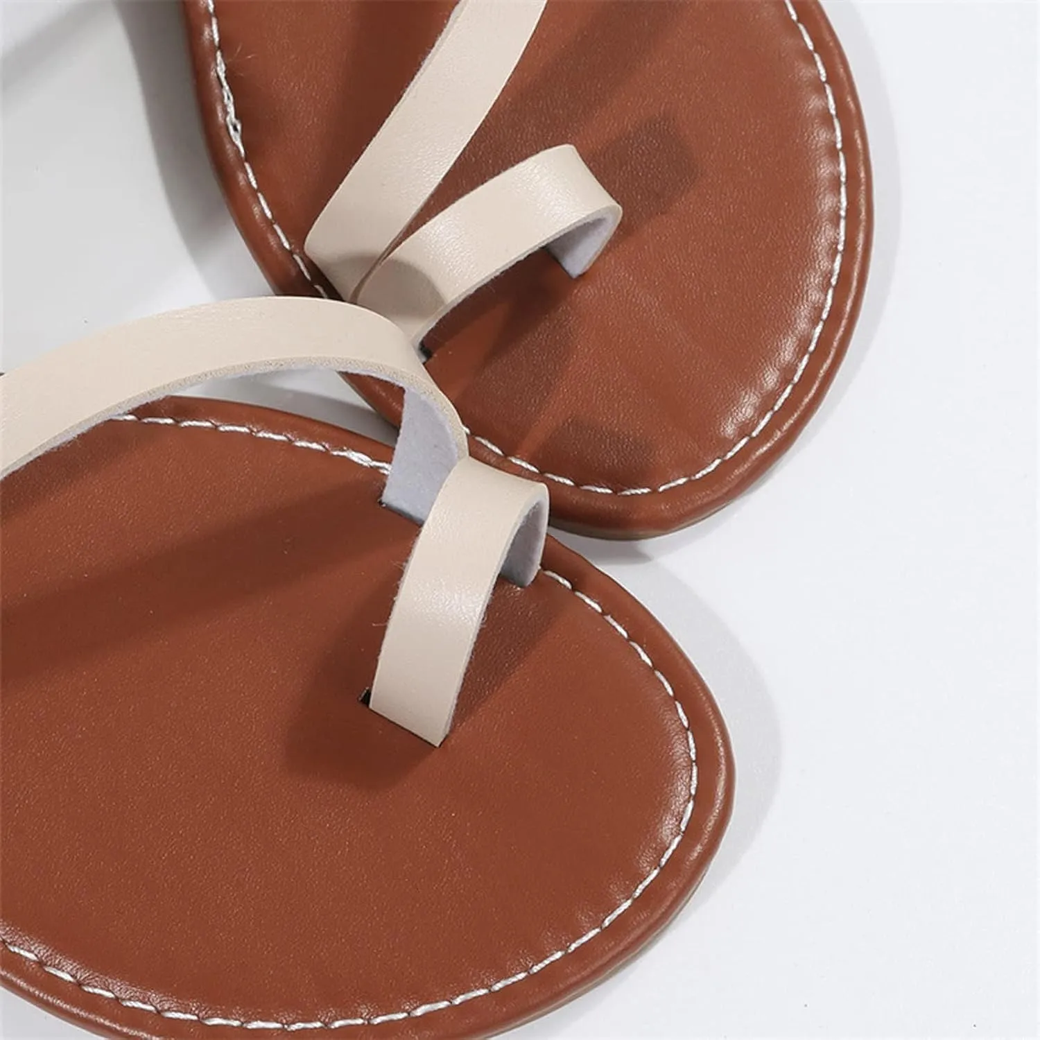 Cubicbee Women'S Retro Wide Band Toe Ring Flat Thong Sandals,Fashion Comfortable Slip On Bohemian Beach Travel Flip-Flops Non-Slip Slipper