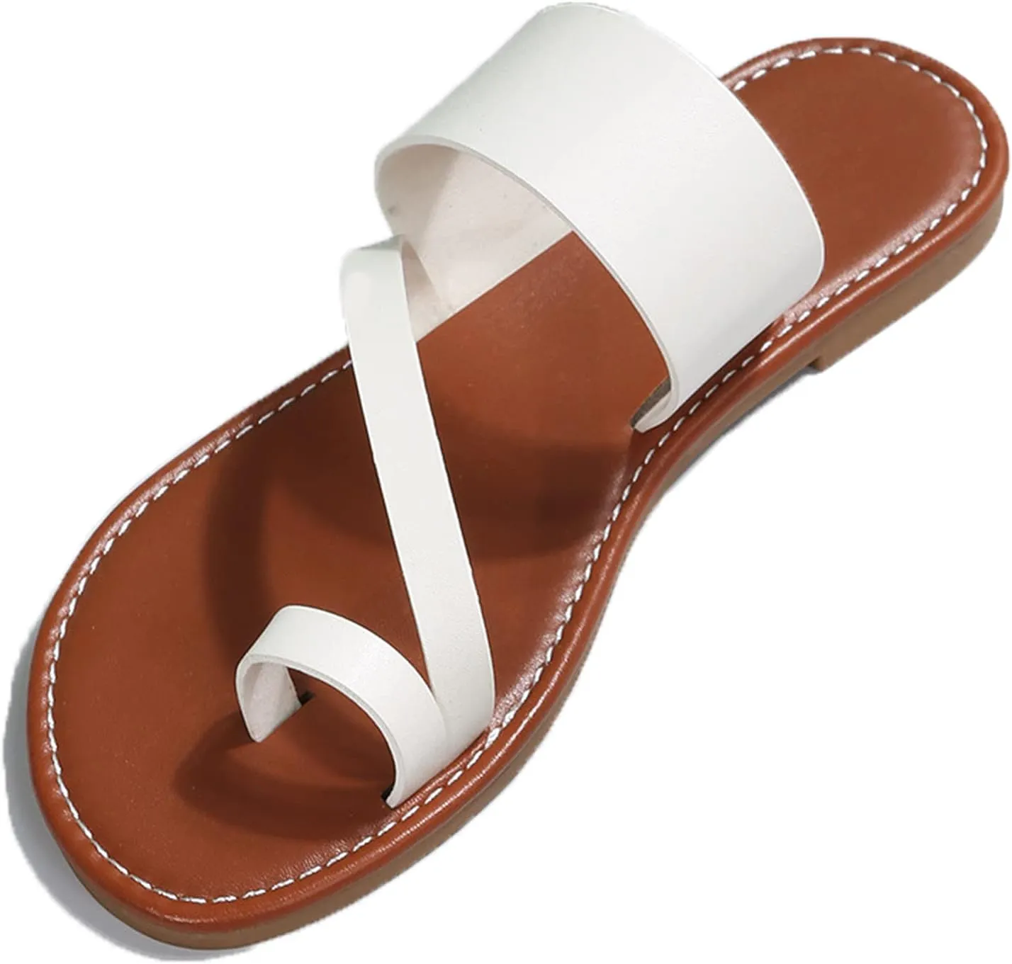 Cubicbee Women'S Retro Wide Band Toe Ring Flat Thong Sandals,Fashion Comfortable Slip On Bohemian Beach Travel Flip-Flops Non-Slip Slipper