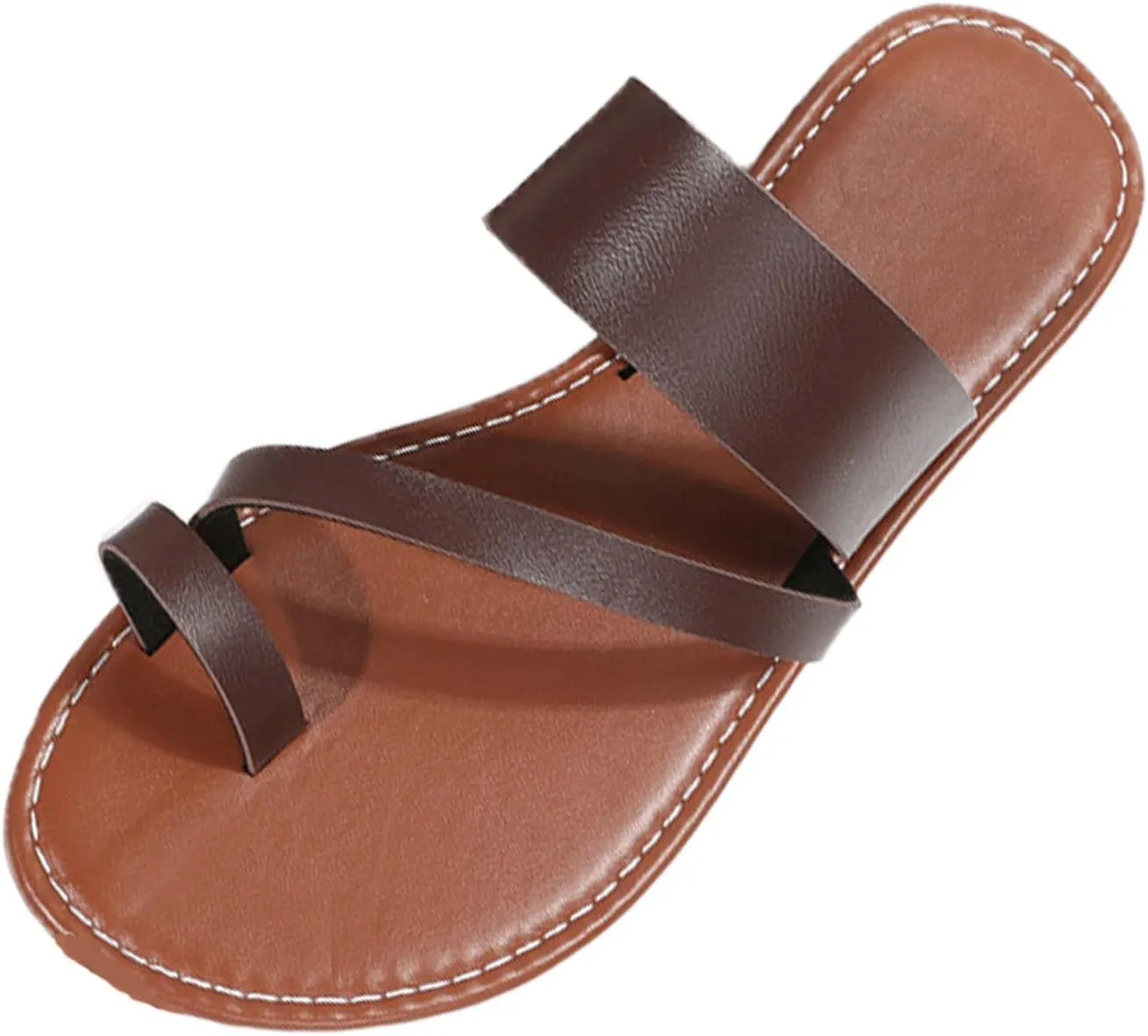 Cubicbee Women'S Retro Wide Band Toe Ring Flat Thong Sandals,Fashion Comfortable Slip On Bohemian Beach Travel Flip-Flops Non-Slip Slipper