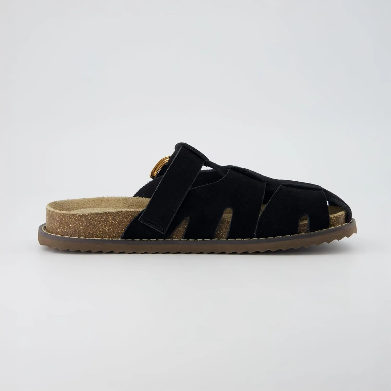 CUSHIONAIRE Benson Womens Fisherman Clog  Suede Slip-On Sandal with Adjustable Buckle & Contoured Cork Footbed