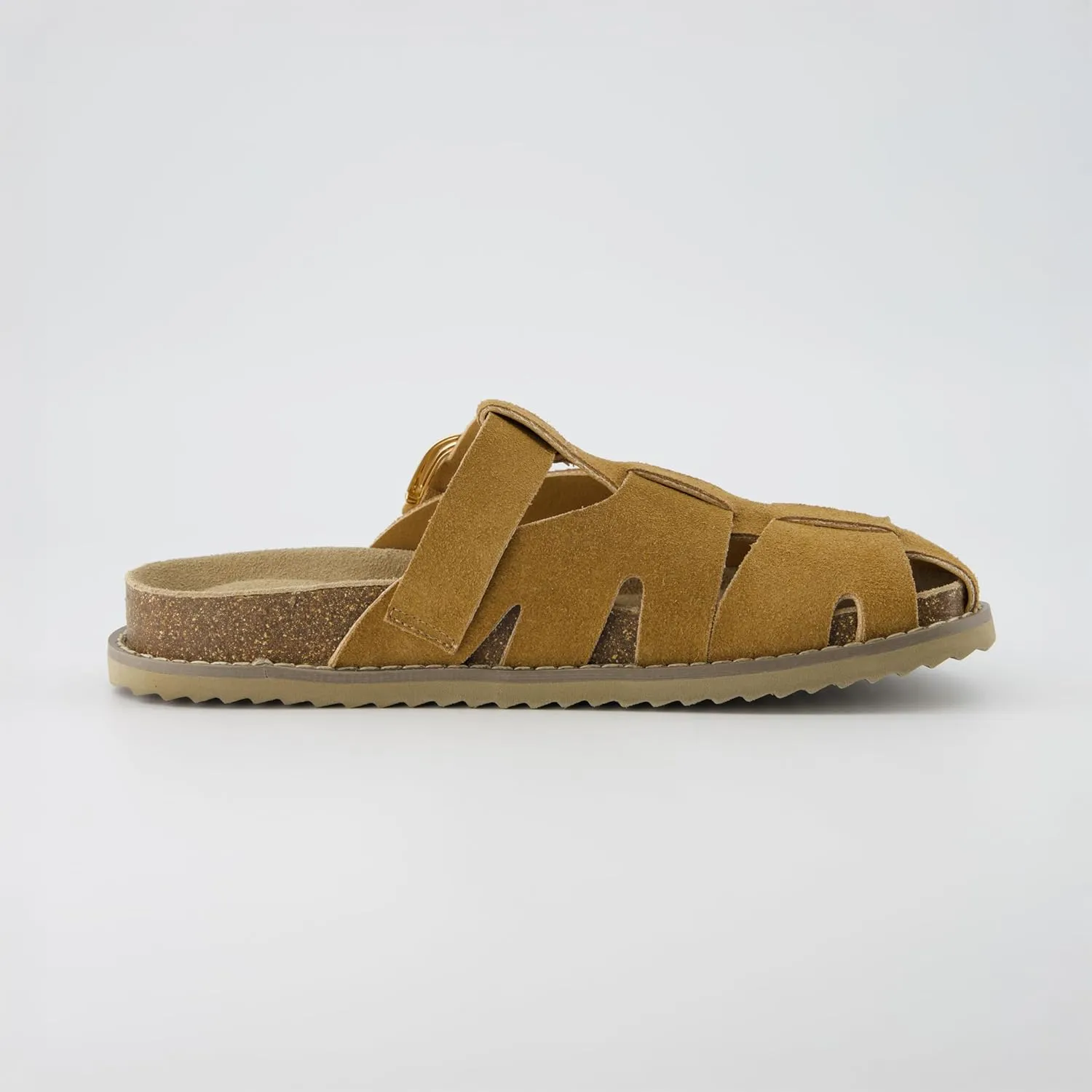 CUSHIONAIRE Benson Womens Fisherman Clog  Suede Slip-On Sandal with Adjustable Buckle & Contoured Cork Footbed