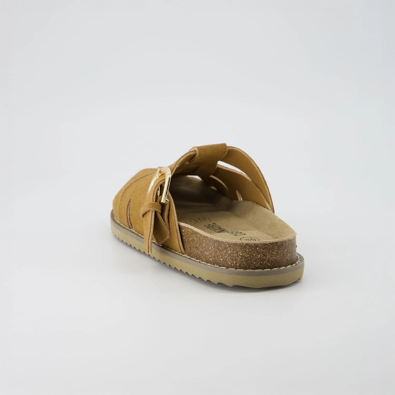 CUSHIONAIRE Benson Womens Fisherman Clog  Suede Slip-On Sandal with Adjustable Buckle & Contoured Cork Footbed