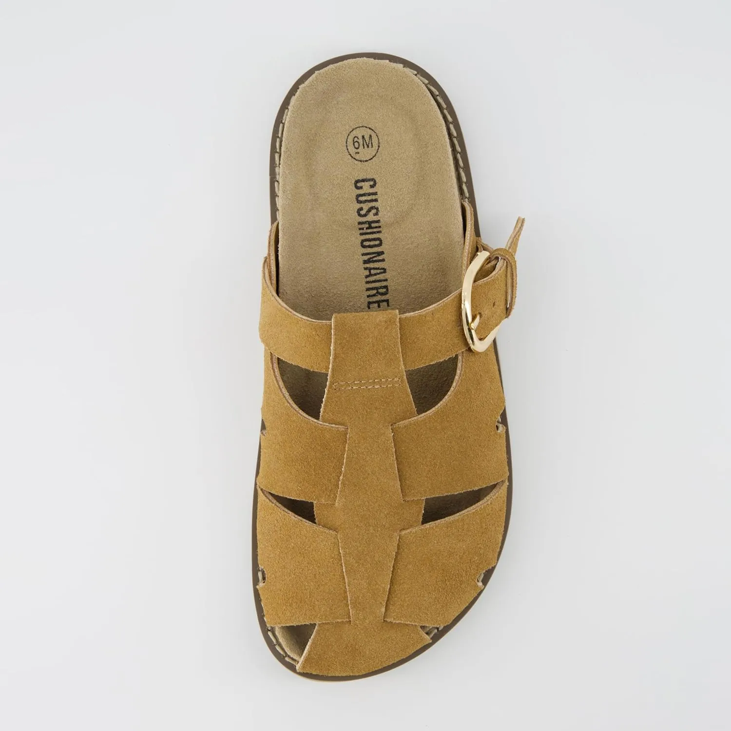 CUSHIONAIRE Benson Womens Fisherman Clog  Suede Slip-On Sandal with Adjustable Buckle & Contoured Cork Footbed