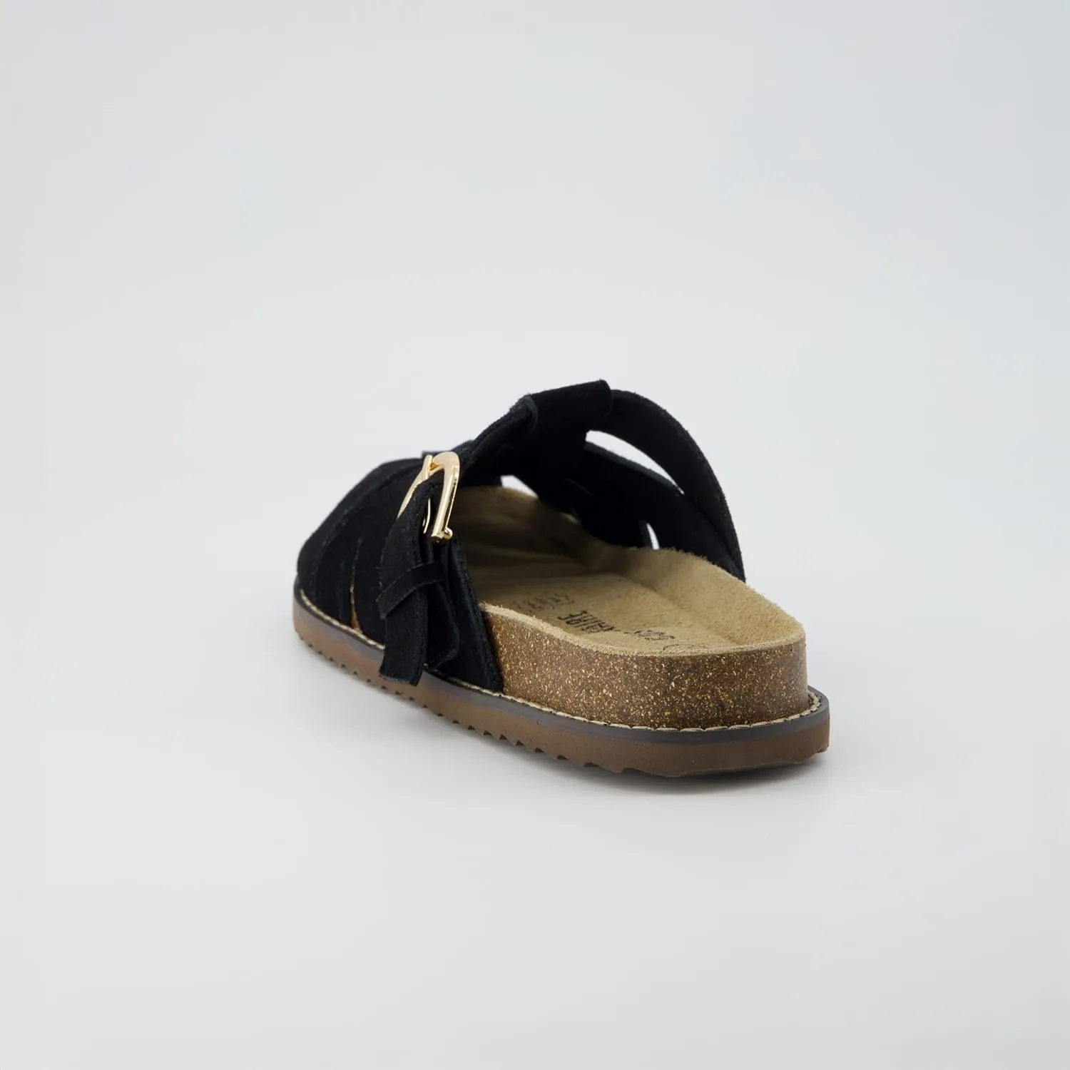 CUSHIONAIRE Benson Womens Fisherman Clog  Suede Slip-On Sandal with Adjustable Buckle & Contoured Cork Footbed