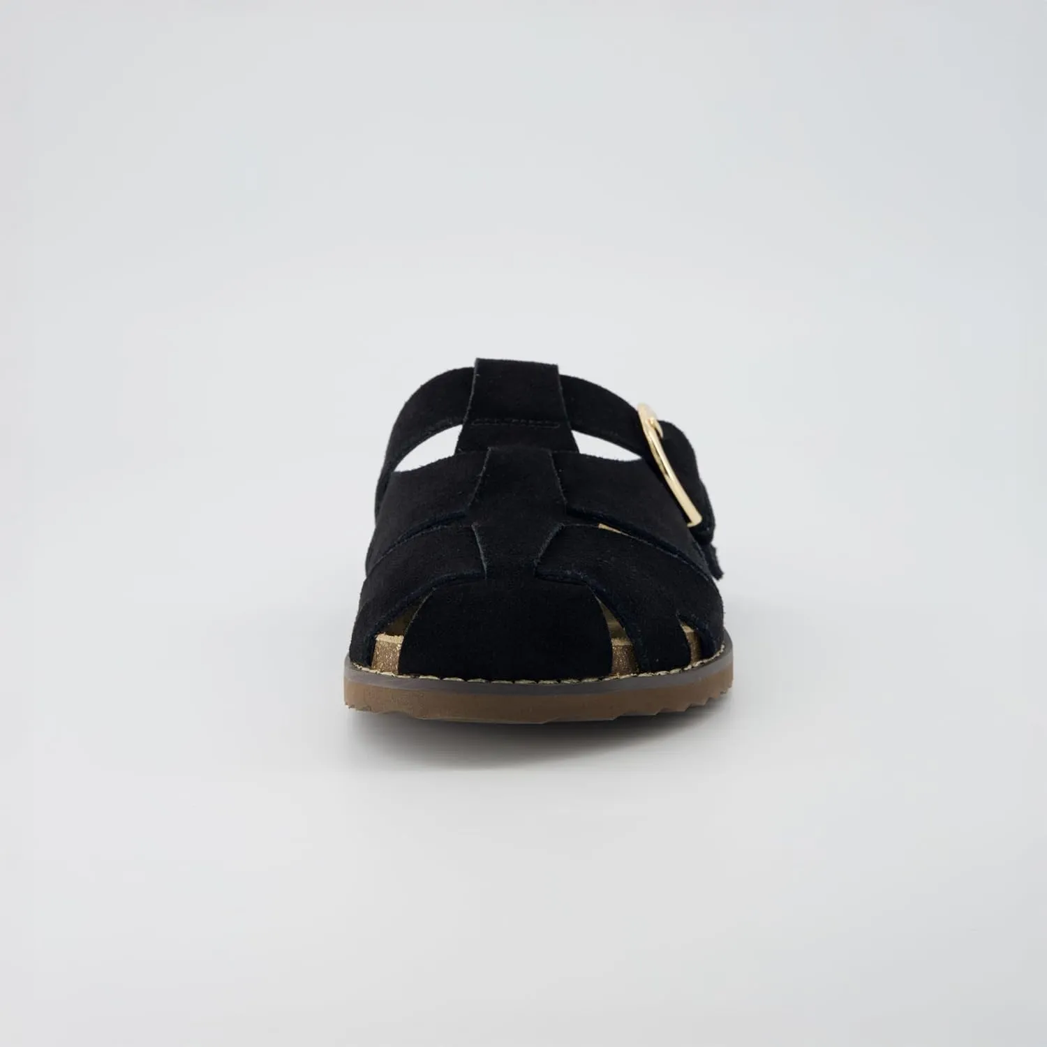 CUSHIONAIRE Benson Womens Fisherman Clog  Suede Slip-On Sandal with Adjustable Buckle & Contoured Cork Footbed
