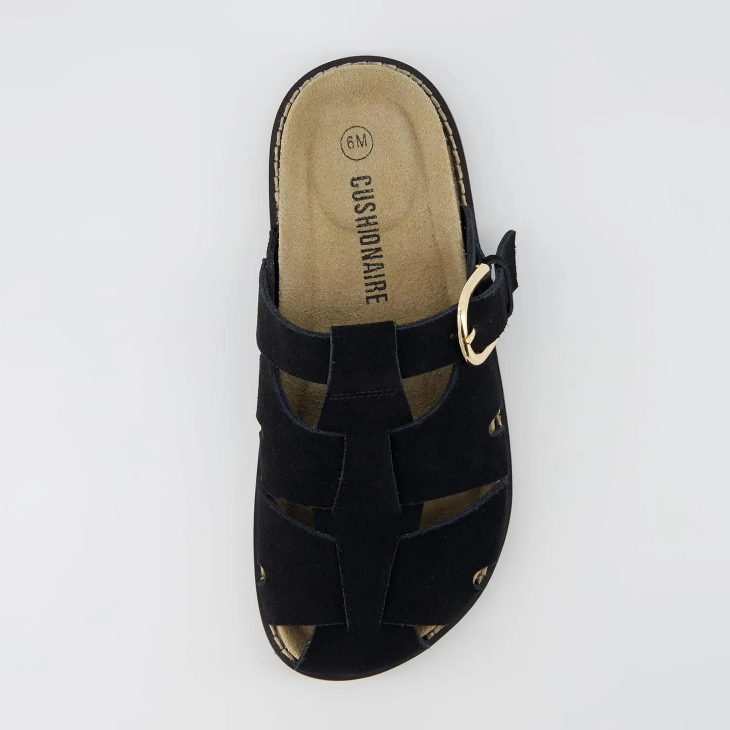 CUSHIONAIRE Benson Womens Fisherman Clog  Suede Slip-On Sandal with Adjustable Buckle & Contoured Cork Footbed