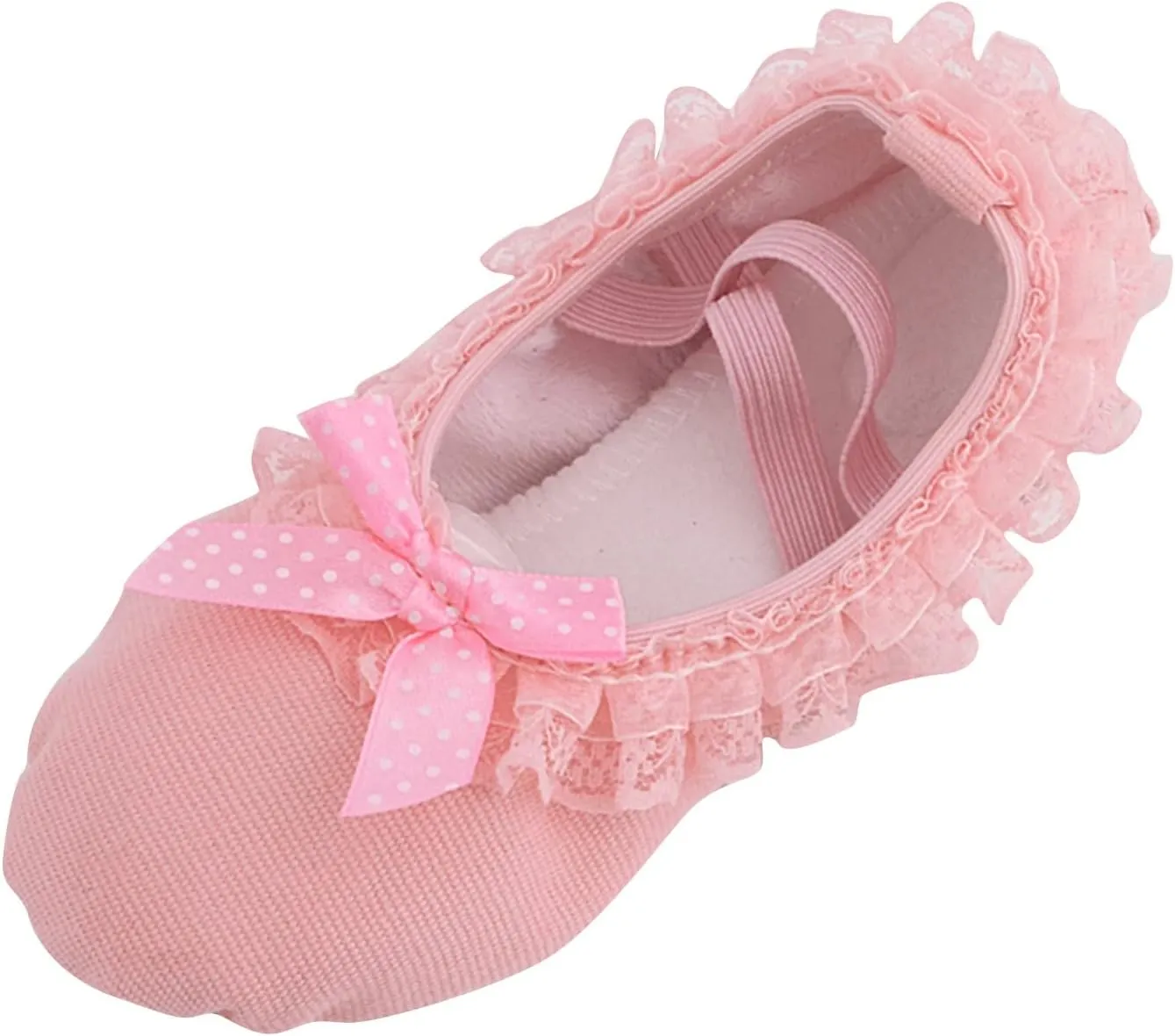 Dance Shoes for Girls Warm Ballet Slippers Cute Lace Bowknot Performance Canvas Yoga Indoor Shoes with Elastic Straps