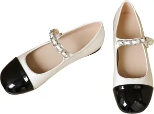 Dear Time Women's Round Toe Flats Elegant Ballets Shoes Mary Jane Strap Flats Dressy Shoes