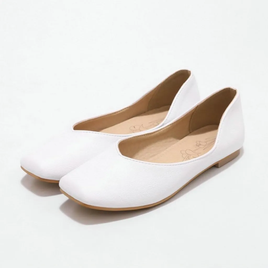 DINTAHA Square Toe Flats Closed Toe Ballet Flats Dressy Casual Slip On Ballerina Shoes