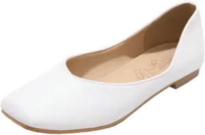 DINTAHA Square Toe Flats Closed Toe Ballet Flats Dressy Casual Slip On Ballerina Shoes