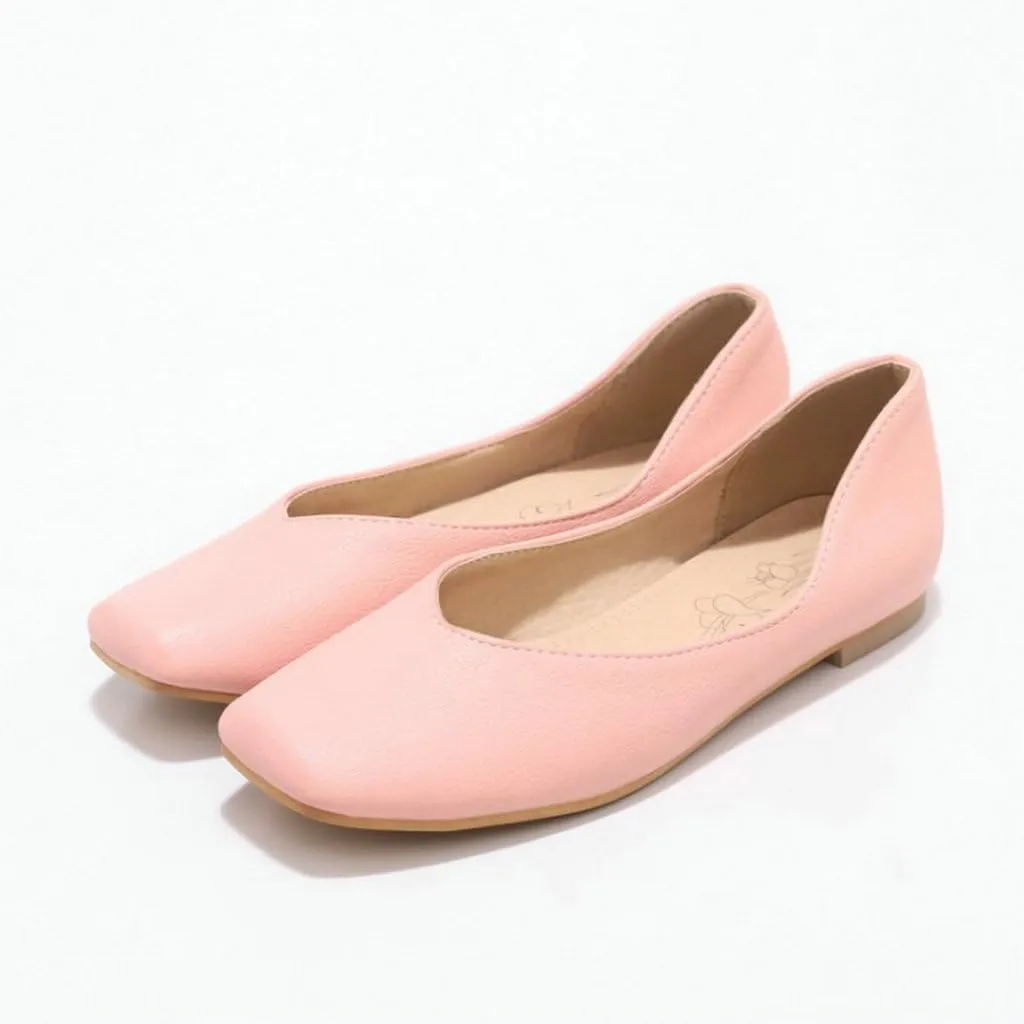 DINTAHA Square Toe Flats Closed Toe Ballet Flats Dressy Casual Slip On Ballerina Shoes
