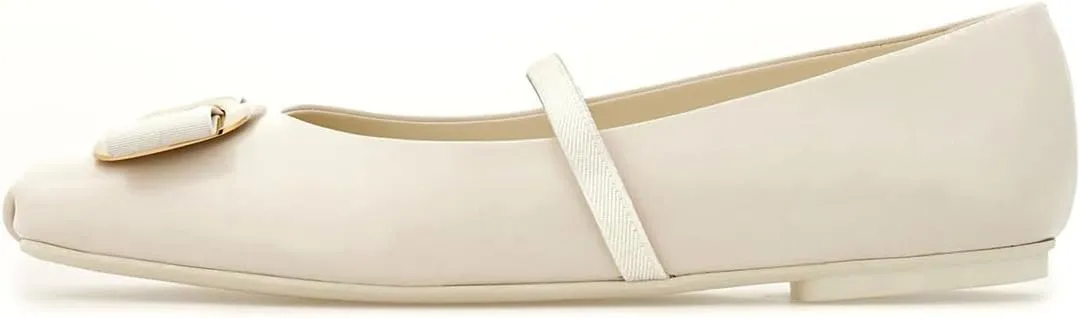 Divanne Ballet Flats for Women, Bowtie Mary Jane Flats Square Toe Ballerina Shoes with Strap