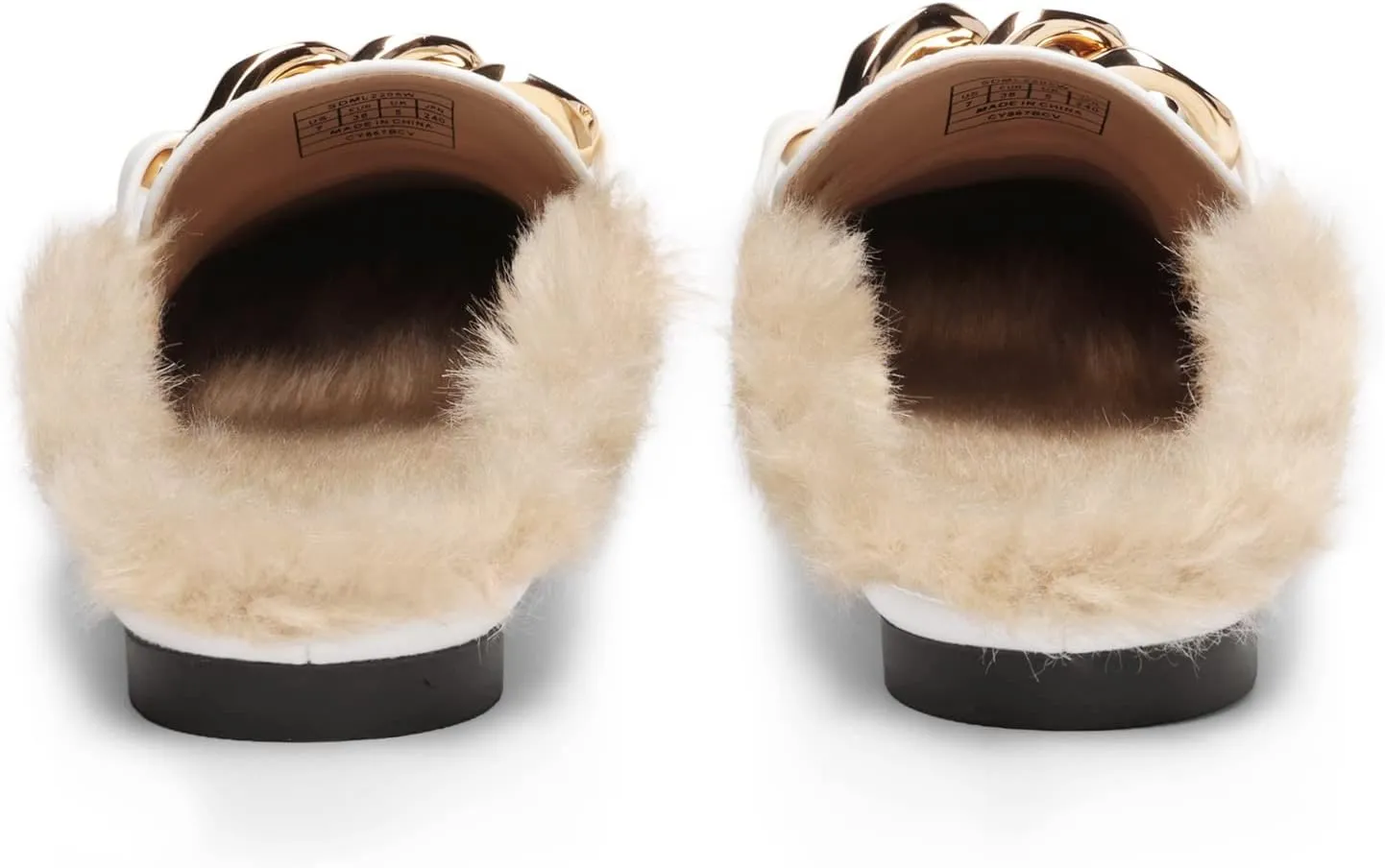 DREAM PAIRS Mules for Women Flats Shoes Comfortable Slip on Closed Toe Slides Loafers with Chain Backless Womens Mules