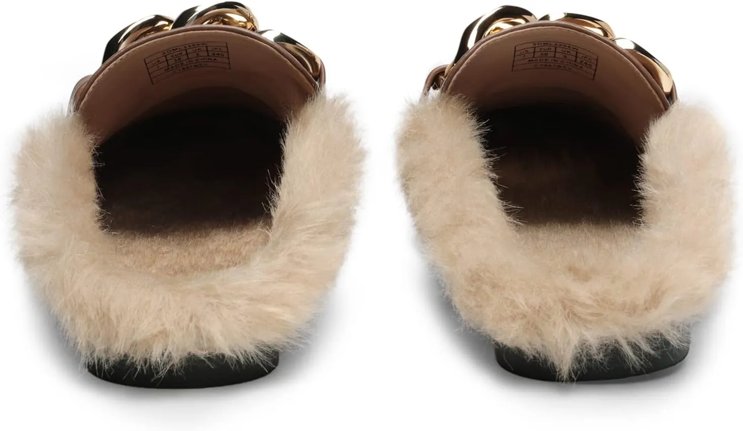 DREAM PAIRS Mules for Women Flats Shoes Comfortable Slip on Closed Toe Slides Loafers with Chain Backless Womens Mules