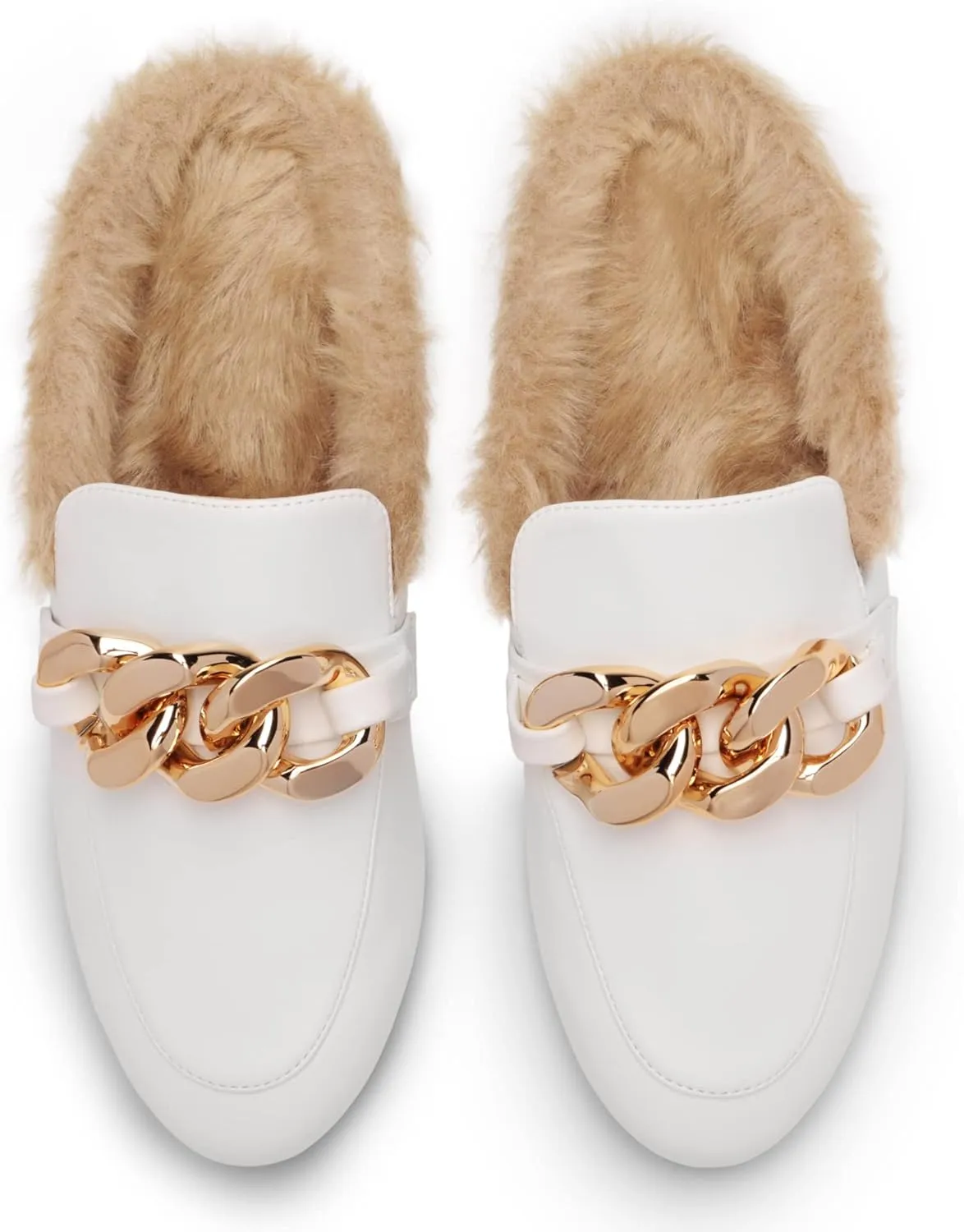DREAM PAIRS Mules for Women Flats Shoes Comfortable Slip on Closed Toe Slides Loafers with Chain Backless Womens Mules