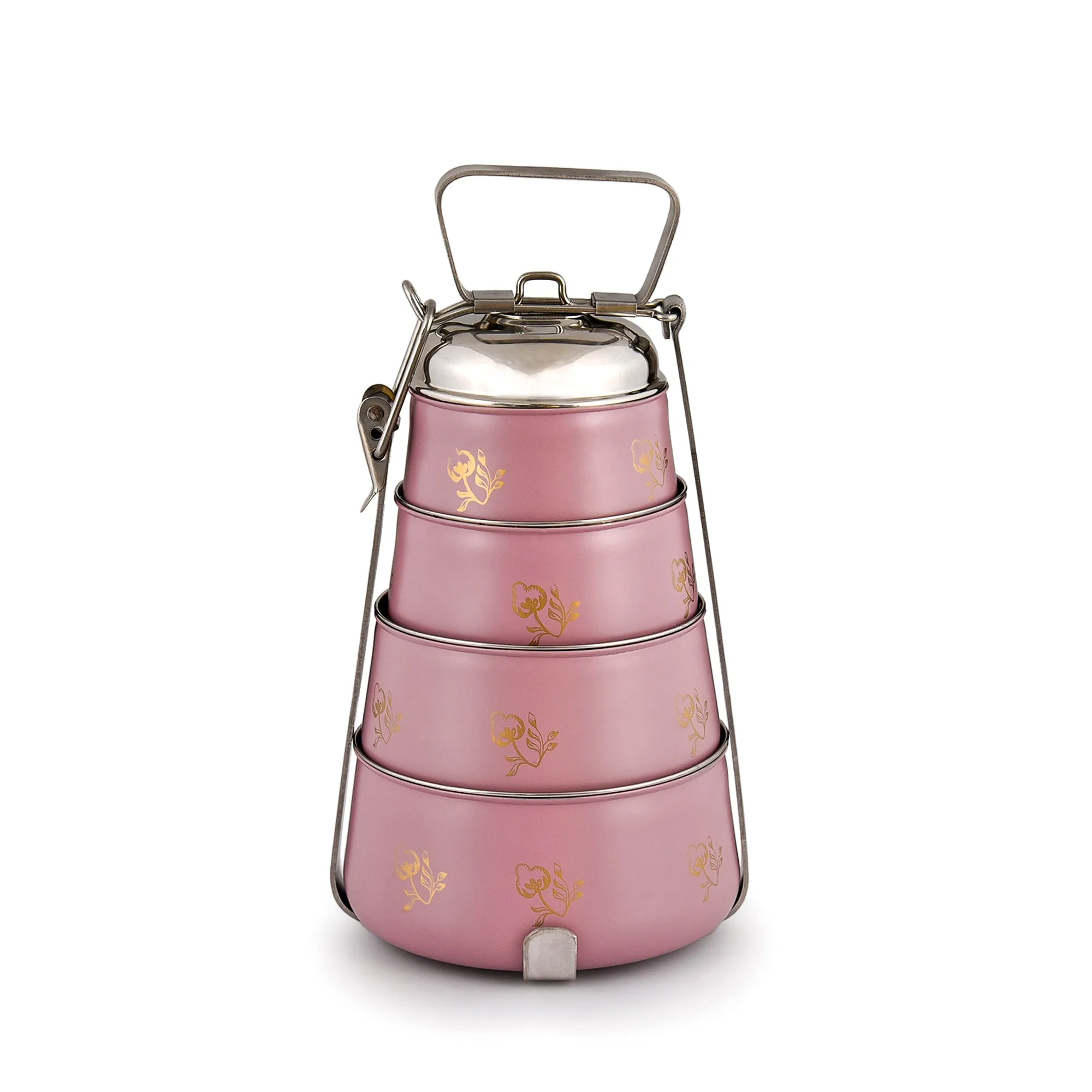 ELAN Stainless Steel 4 Tier Lunch Box,  (Mauve, 1470 ml)