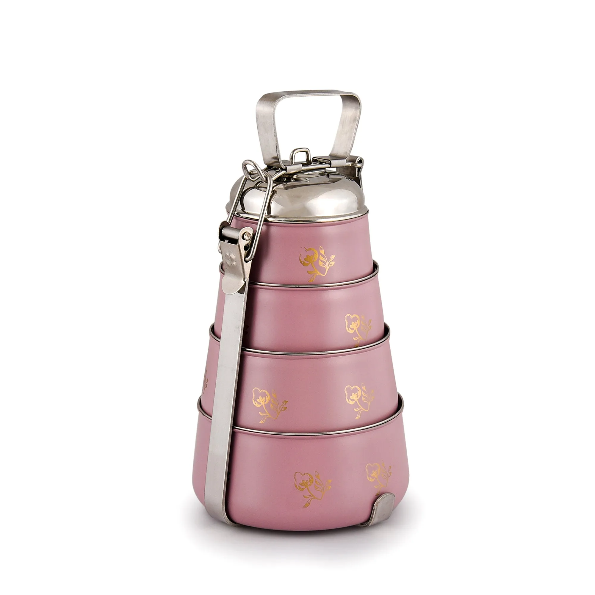 ELAN Stainless Steel 4 Tier Lunch Box,  (Mauve, 1470 ml)