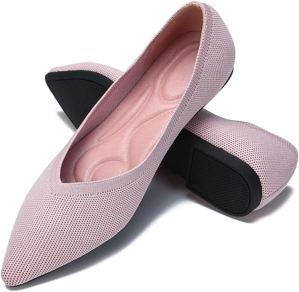 EnllerviiD Women's Flats Breathable Knit Pointed Flats Loafers Shoes,Work Flats Office Shoes Comfortable Flexible Mule Shoes Ballet Flats